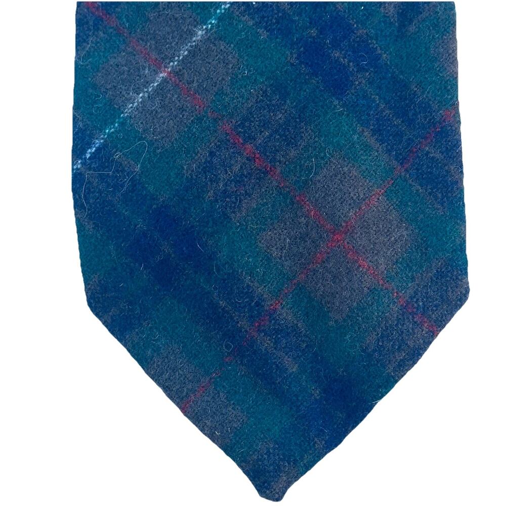 VTG Pendleton All Virgin Wool Tie 56 In Green Blue Red Plaid Tartan Necktie
